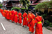 Luang Prabang, Laos - At dawn, monks receive their alms, the 'Tak bat'. 